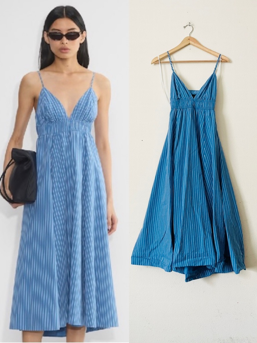 Aritzia Babaton SMALL Encourage Poplin Aline midi dress in blue striped